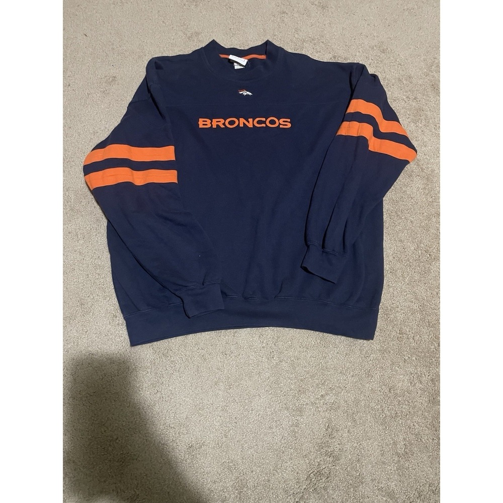 Men's NFL Denver Broncos Retro Vintage Collection Long Sleeve Royal Blue Size L